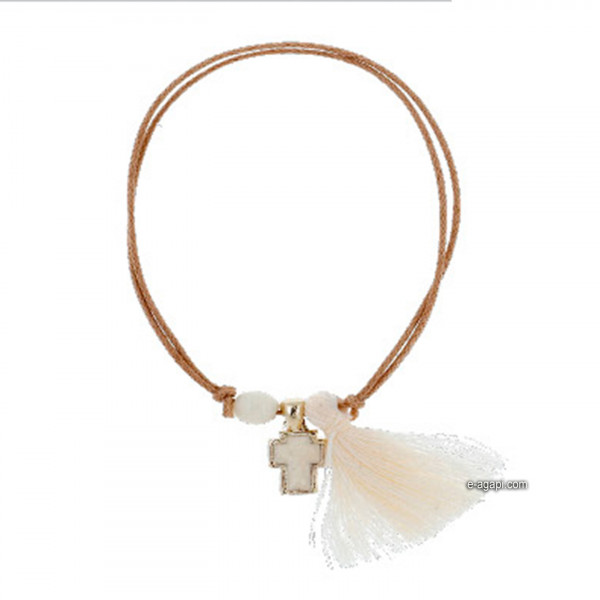 Baptism favors Greek martyrika cross witness bracelets boys and girls white tassel