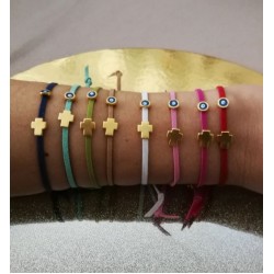 Witness bracelets 24k gold plated cross with evil eye Baptism martyrika Guests gifts Baby boy girl christening